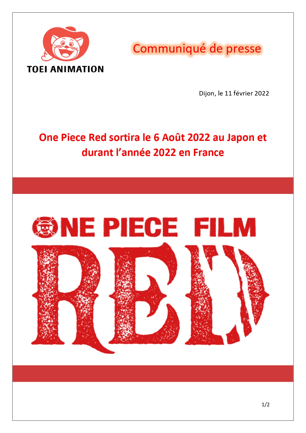 image de présentation du projet One Piece Film Red